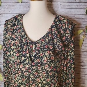 Vintage floral ruffle blouse